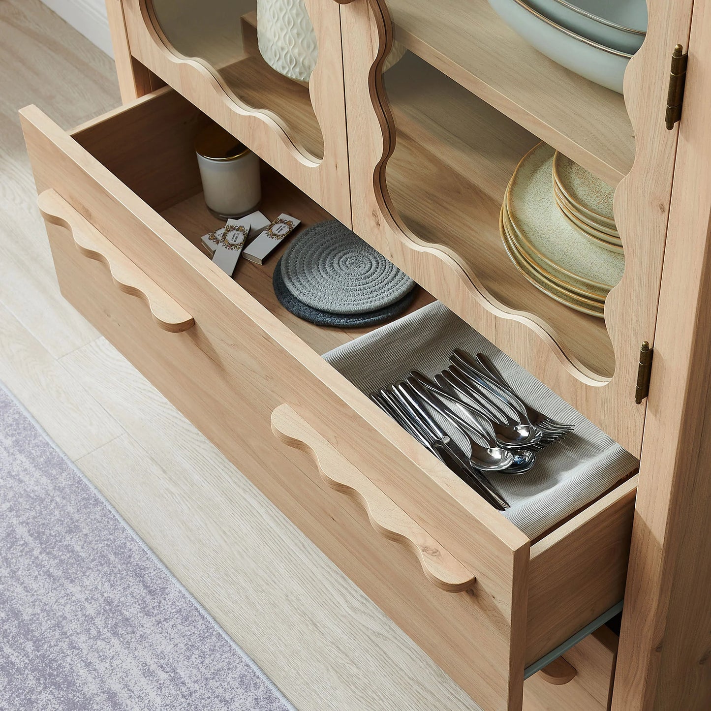 Rory 76 Inch Arched Kitchen Pantry Cabinet