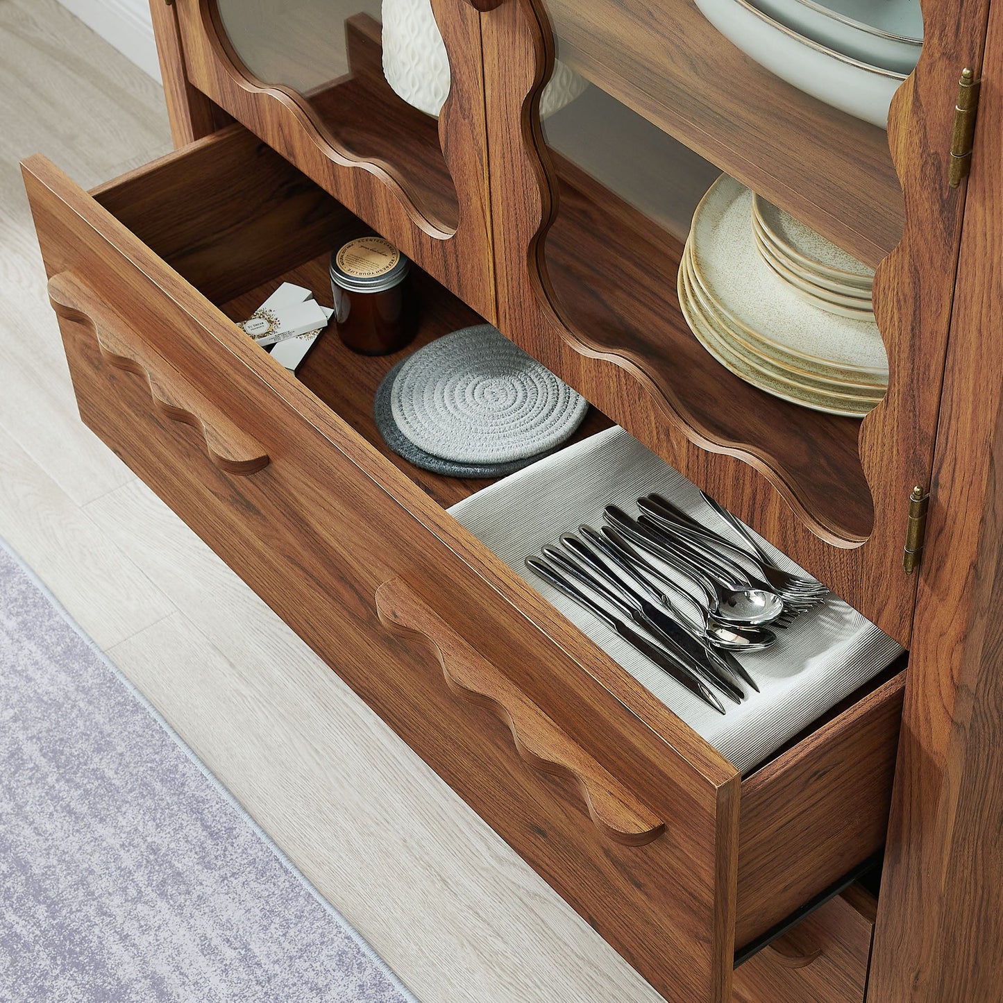 Rory 76 Inch Arched Kitchen Pantry Cabinet