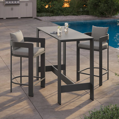 Tahoe 3-Piece Outdoor Aluminum Bar Table Set