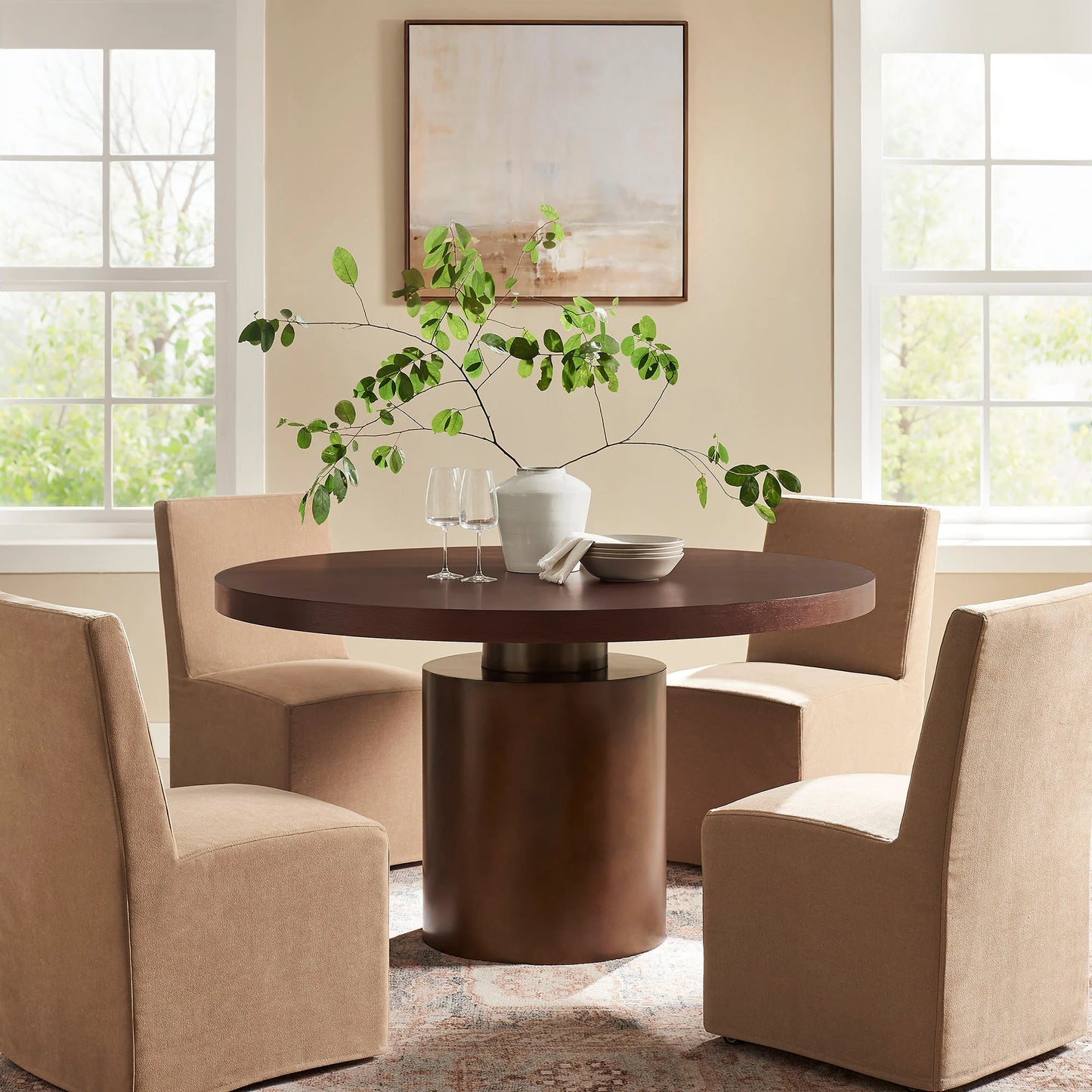 Annette 54 Inch Round Pedestal Base Dining Table