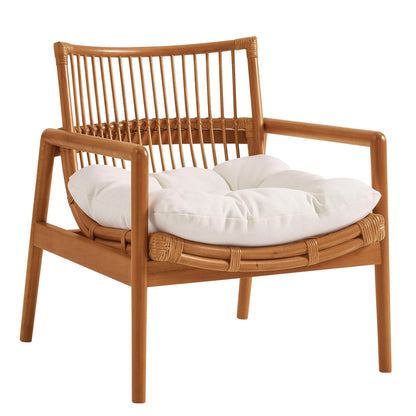 Tula Wood Rattan Lounge Chair in Brown