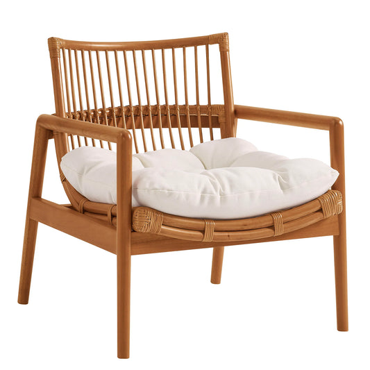 Tula Wood Rattan Lounge Chair in Brown