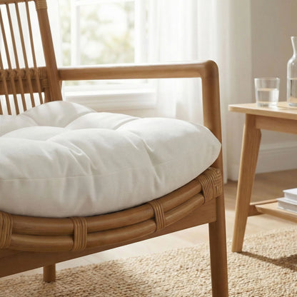 Tula Wood Rattan Lounge Chair in Brown