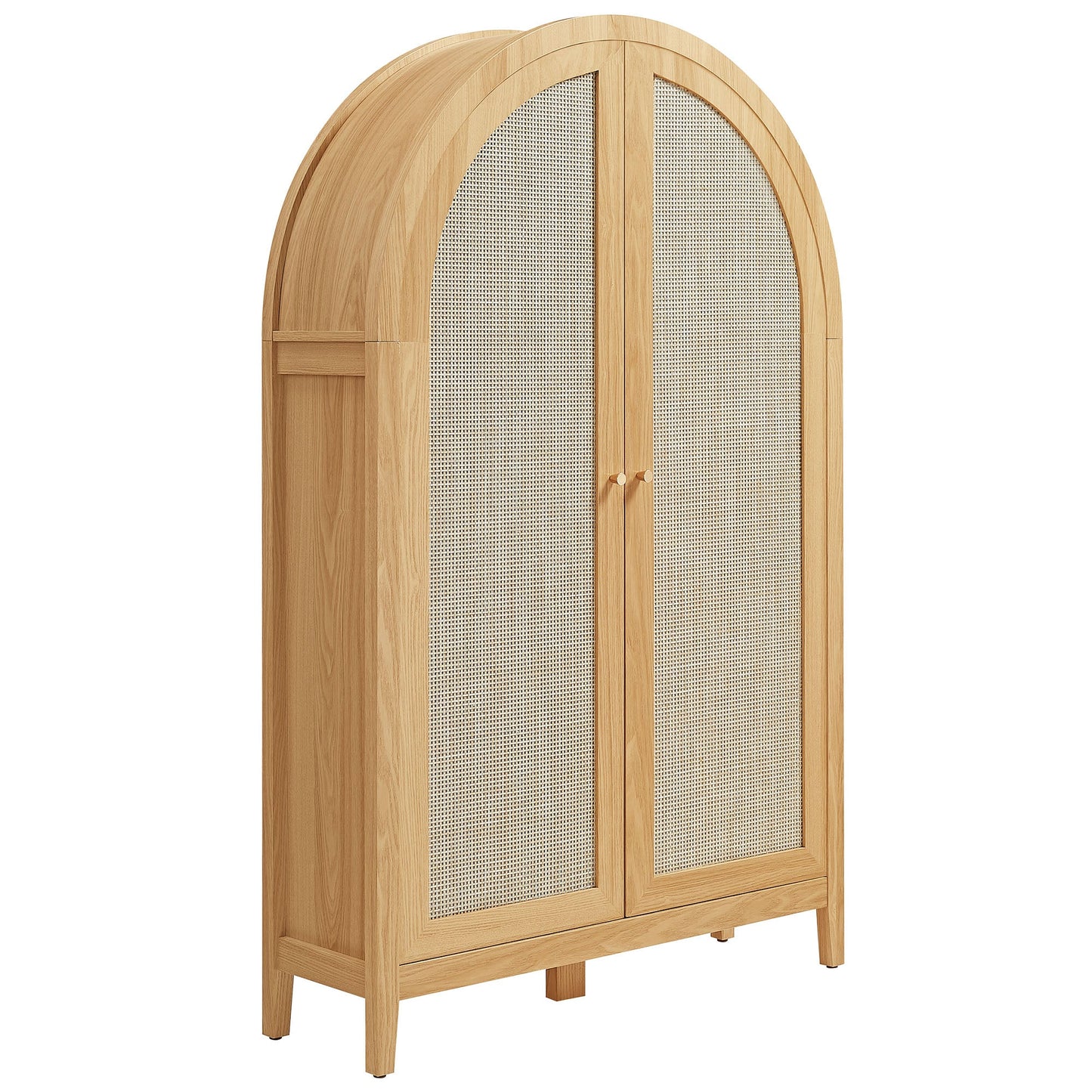 Calista 63 Inch Arched Storage Cabinet With Folding Desk