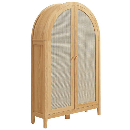 Calista 63 Inch Arched Storage Cabinet With Folding Desk