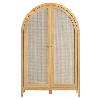 Calista 63 Inch Arched Storage Cabinet With Folding Desk