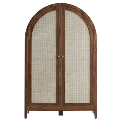 Calista 63 Inch Arched Storage Cabinet With Folding Desk