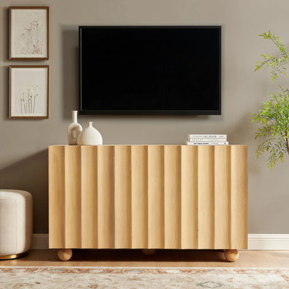Sorren 54 Inch Scalloped Wood 3‑Door Sideboard