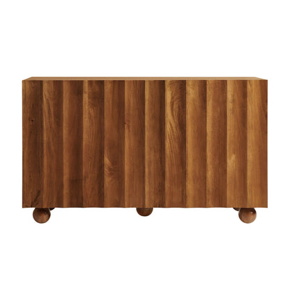 Sorren 54 Inch Scalloped Wood 3‑Door Sideboard