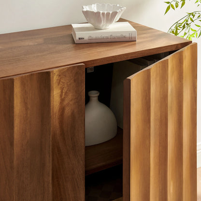 Sorren 54 Inch Scalloped Wood 3‑Door Sideboard