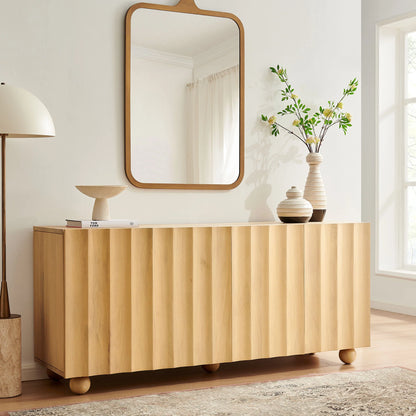 Sorren 72 Inch Scalloped Wood 4‑Door Sideboard
