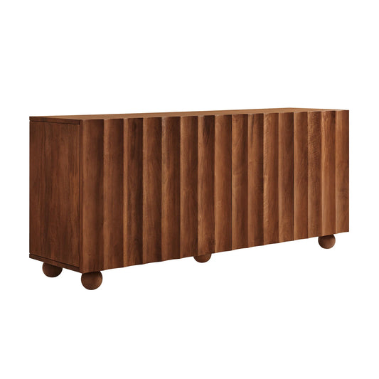 Sorren 72 Inch Scalloped Wood 4‑Door Sideboard
