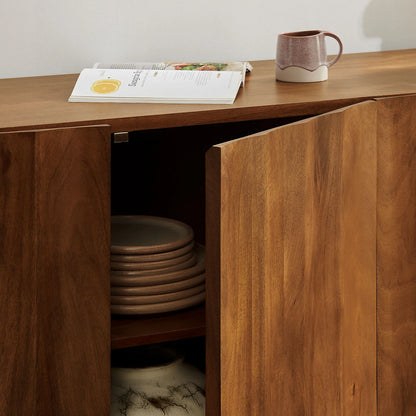 Sorren 72 Inch Scalloped Wood 4‑Door Sideboard