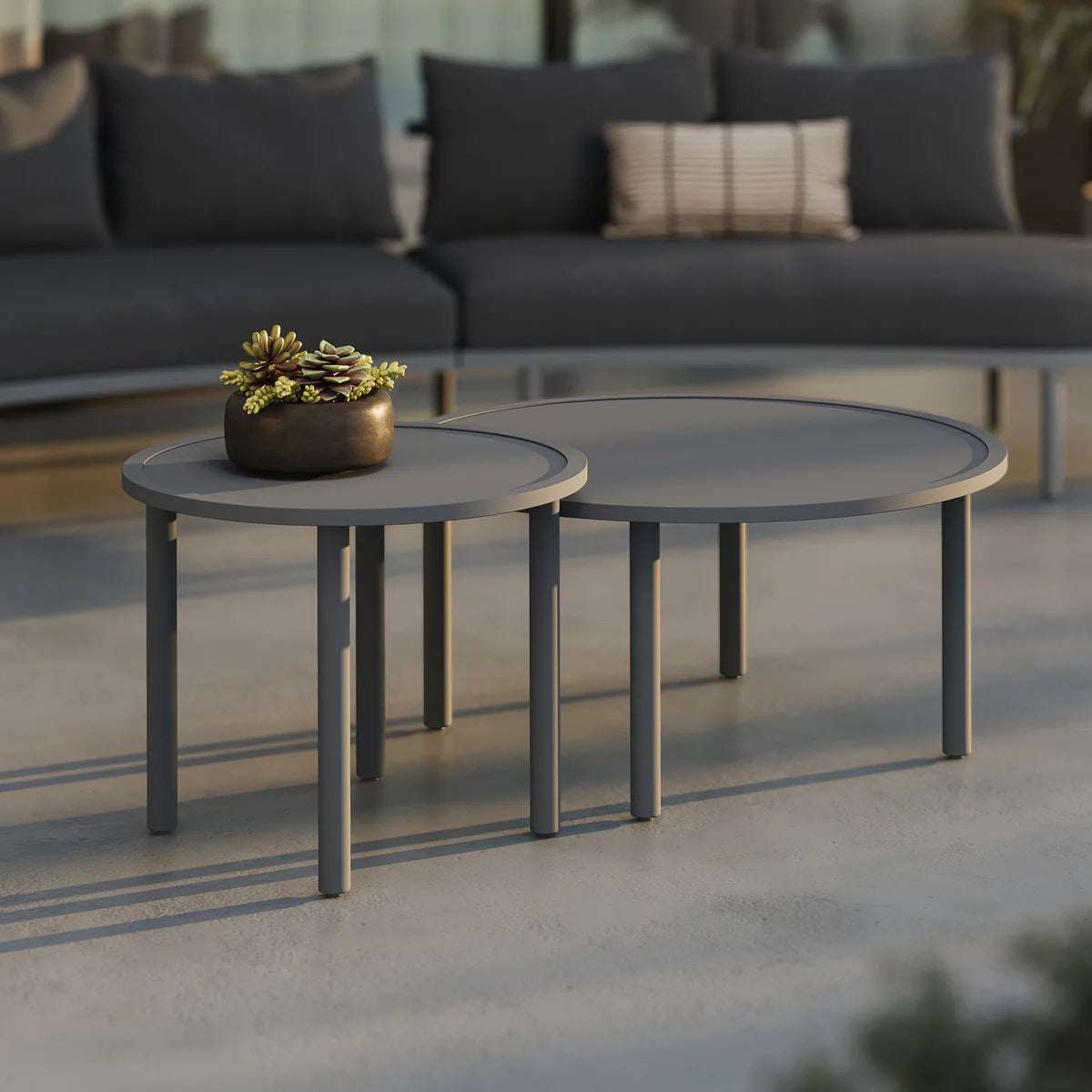 Porta Outdoor Aluminum 2‑Piece Nesting Coffee Table Set