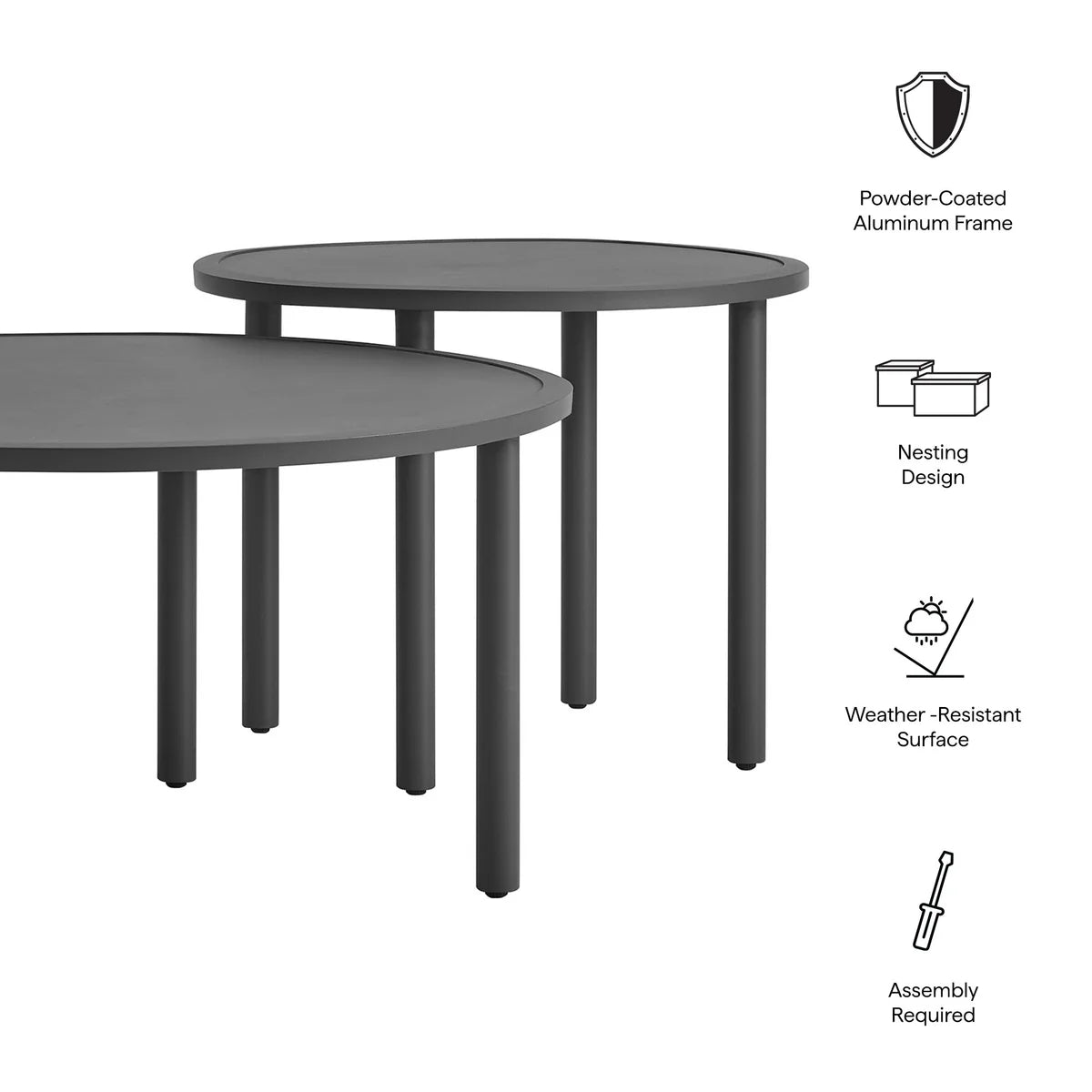 Porta Outdoor Aluminum 2‑Piece Nesting Coffee Table Set