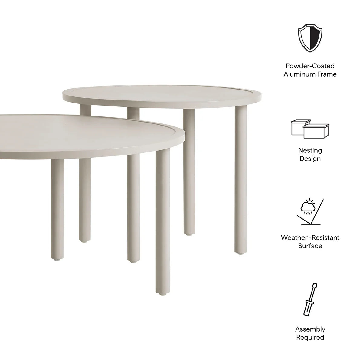 Porta Outdoor Aluminum 2‑Piece Nesting Coffee Table Set