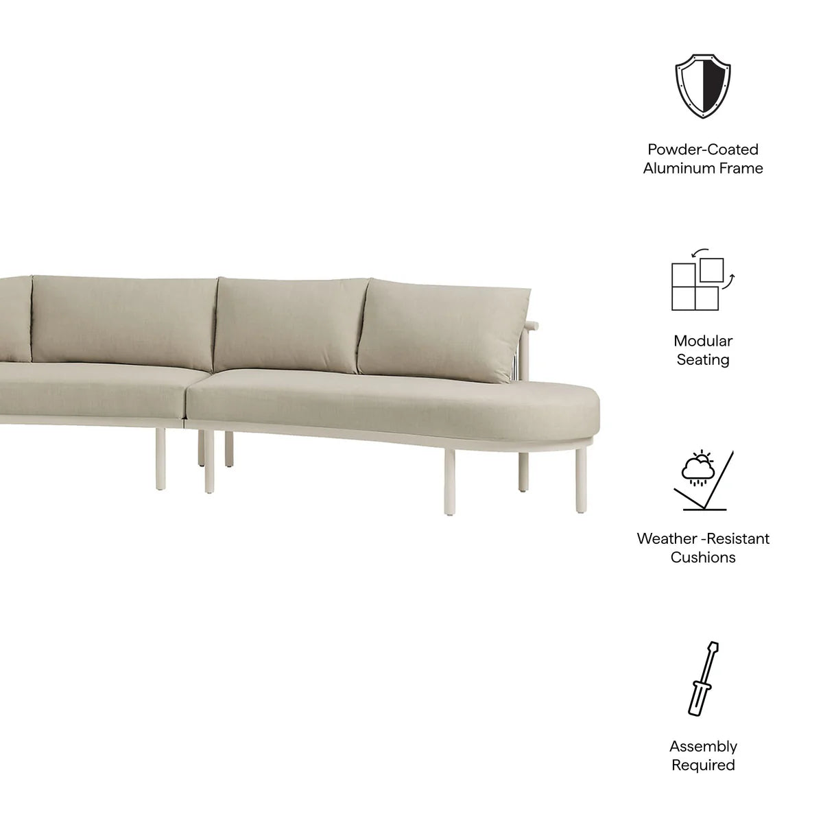 Porta Outdoor Aluminum 3‑Piece Modular Sofa