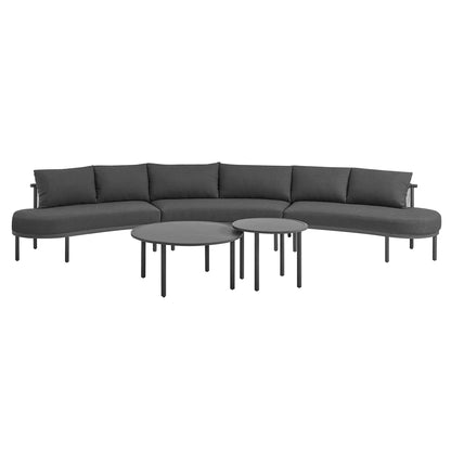 Porta Outdoor 5‑Piece Aluminum Modular Sofa and Nesting Table Set