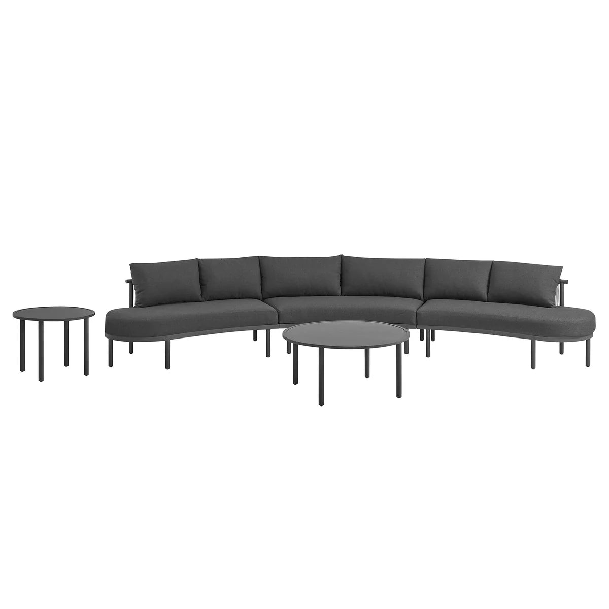 Porta Outdoor 5‑Piece Aluminum Modular Sofa and Nesting Table Set