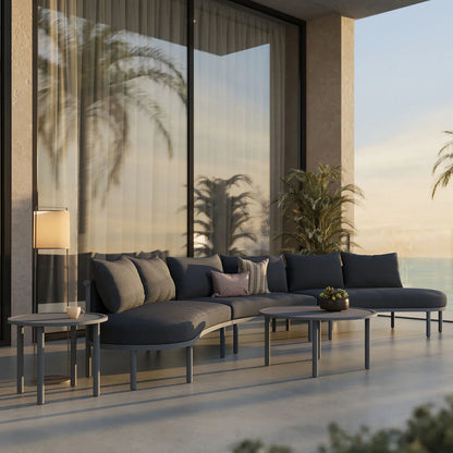 Porta Outdoor 5‑Piece Aluminum Modular Sofa and Nesting Table Set