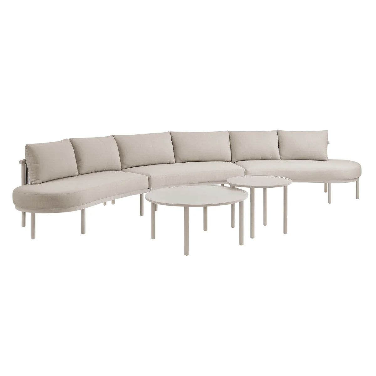 Porta Outdoor 5‑Piece Aluminum Modular Sofa and Nesting Table Set