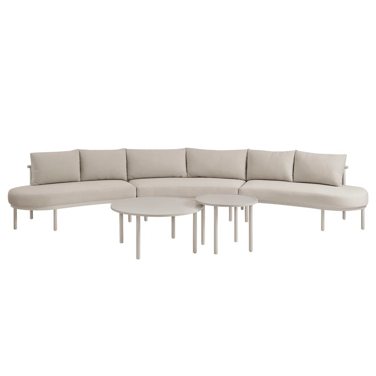 Porta Outdoor 5‑Piece Aluminum Modular Sofa and Nesting Table Set
