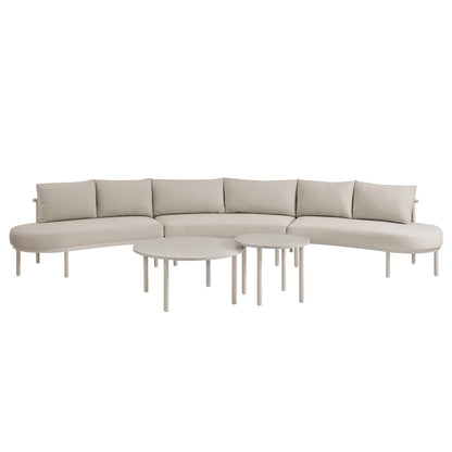 Porta Outdoor 5‑Piece Aluminum Modular Sofa and Nesting Table Set