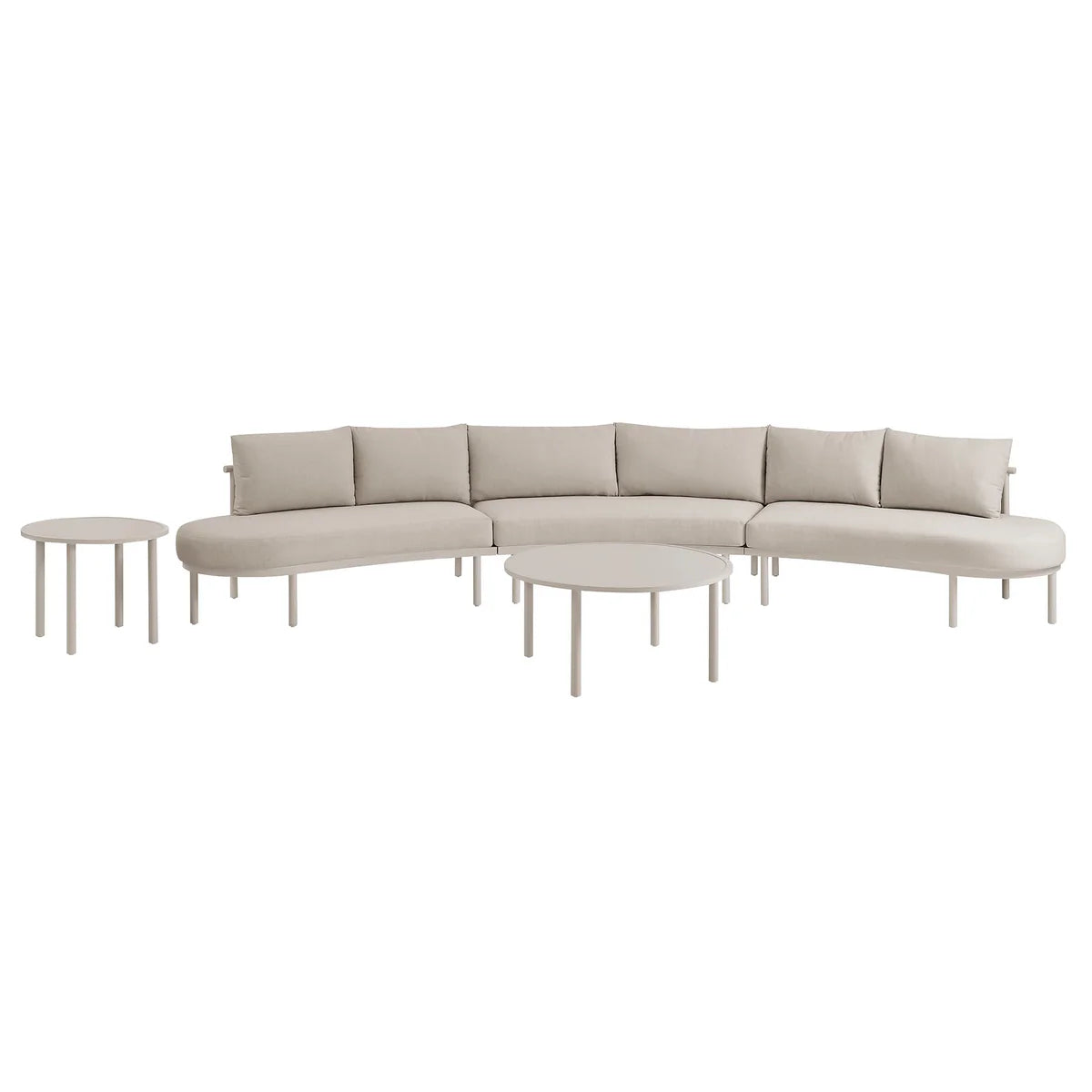 Porta Outdoor 5‑Piece Aluminum Modular Sofa and Nesting Table Set