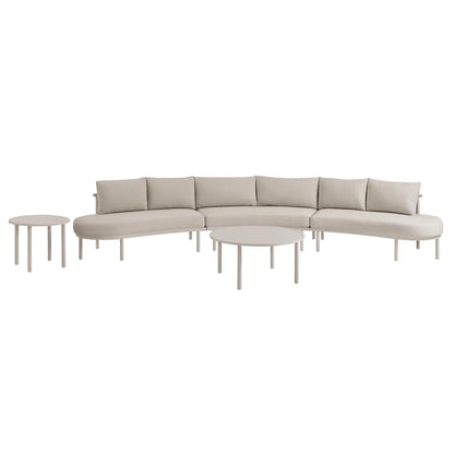 Porta Outdoor 5‑Piece Aluminum Modular Sofa and Nesting Table Set