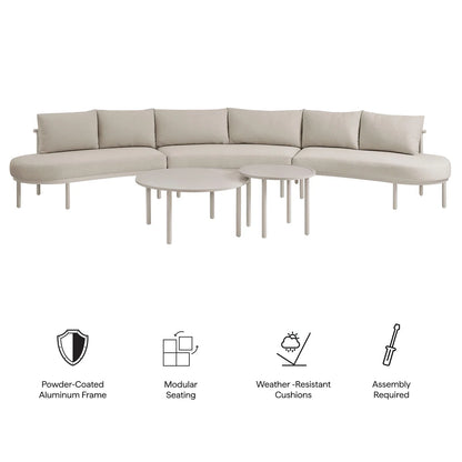Porta Outdoor 5‑Piece Aluminum Modular Sofa and Nesting Table Set