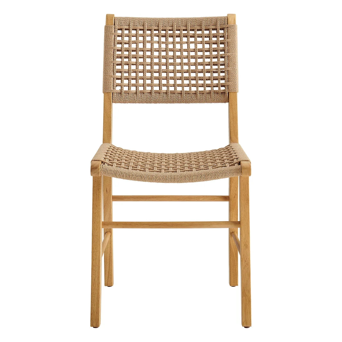 Tindra Woven Dining Chairs Set of 2 with Rubberwood Frame