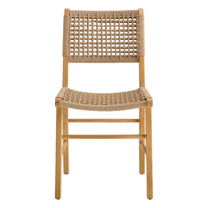 Tindra Woven Dining Chairs Set of 2 with Rubberwood Frame