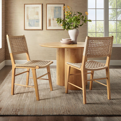 Tindra Woven Dining Chairs Set of 2 with Rubberwood Frame