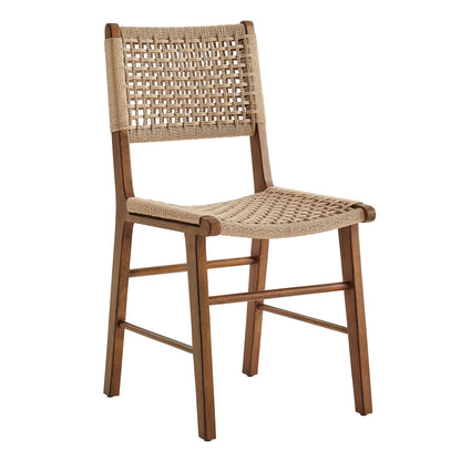 Tindra Woven Dining Chairs Set of 2 with Rubberwood Frame