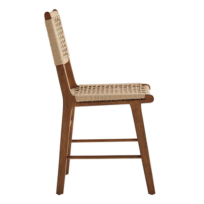 Tindra Woven Dining Chairs Set of 2 with Rubberwood Frame