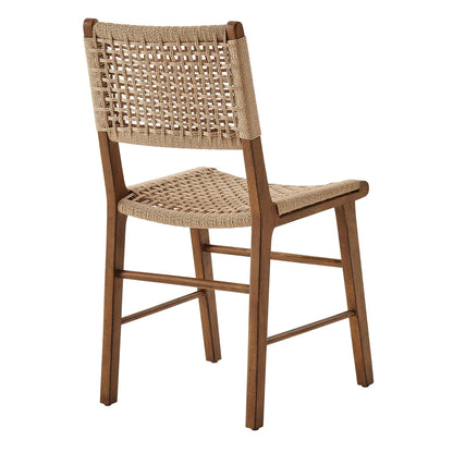 Tindra Woven Dining Chairs Set of 2 with Rubberwood Frame