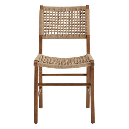 Tindra Woven Dining Chairs Set of 2 with Rubberwood Frame