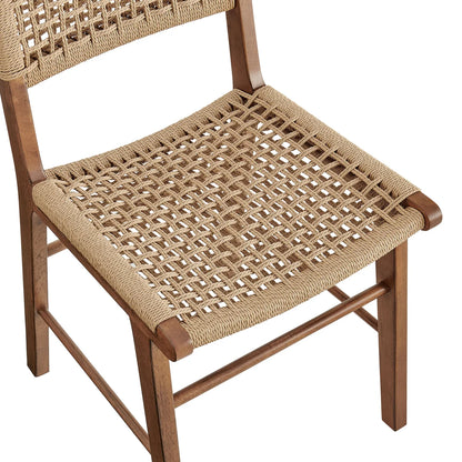 Tindra Woven Dining Chairs Set of 2 with Rubberwood Frame