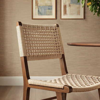 Tindra Woven Dining Chairs Set of 2 with Rubberwood Frame
