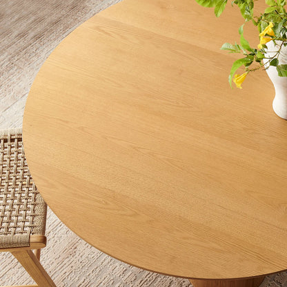 Renwick 47 Inch Oak Veneer Round Pedestal Dining Table