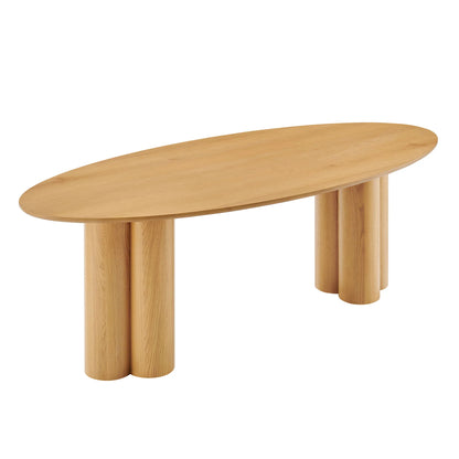 Renwick 79 Inch Oak Veneer Oval Pedestal Dining Table