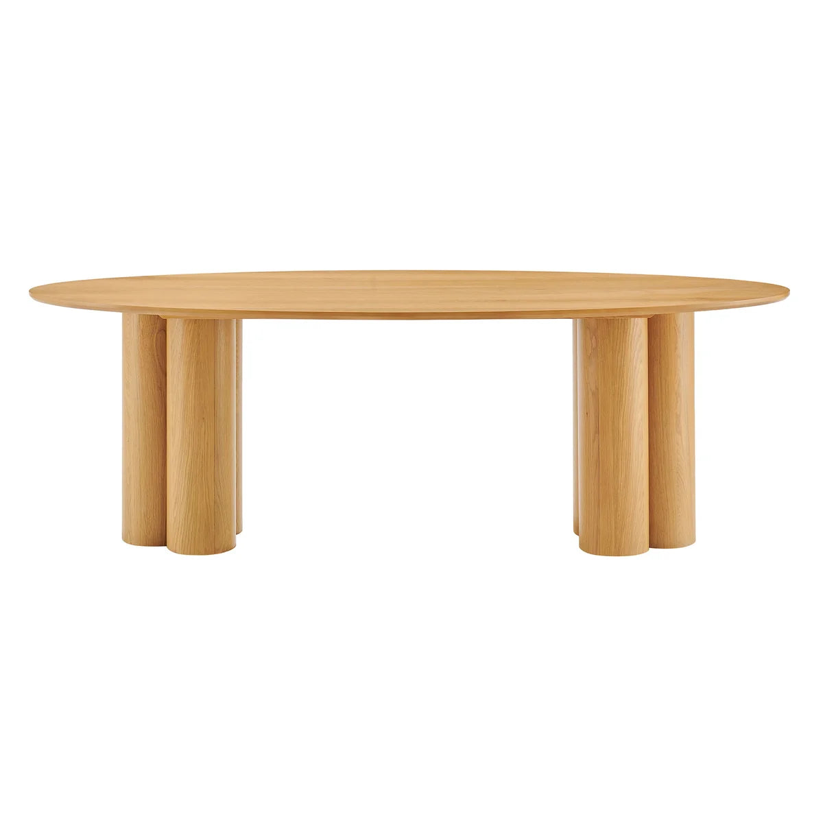 Renwick 79 Inch Oak Veneer Oval Pedestal Dining Table