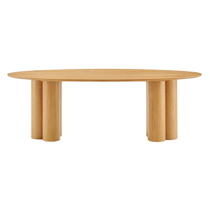 Renwick 79 Inch Oak Veneer Oval Pedestal Dining Table