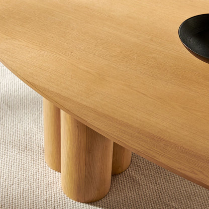 Renwick 79 Inch Oak Veneer Oval Pedestal Dining Table