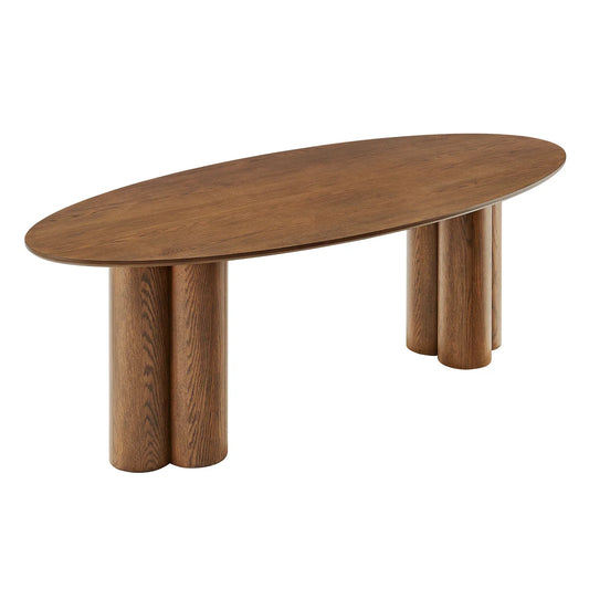 Renwick 79 Inch Oak Veneer Oval Pedestal Dining Table