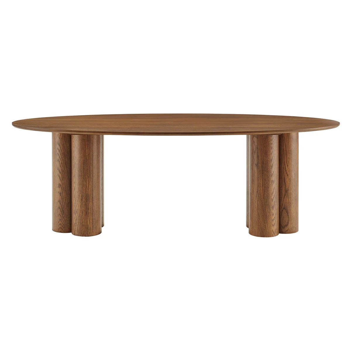 Renwick 79 Inch Oak Veneer Oval Pedestal Dining Table