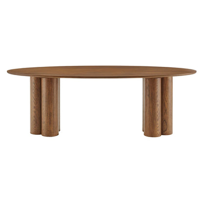 Renwick 79 Inch Oak Veneer Oval Pedestal Dining Table