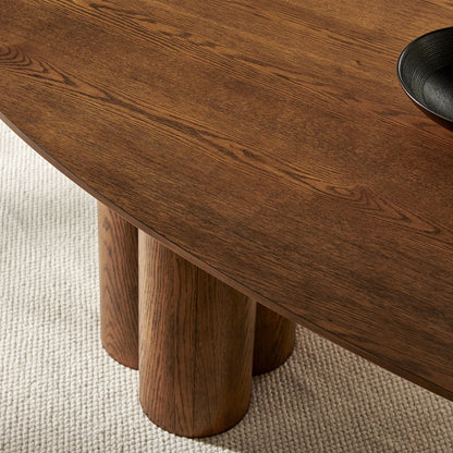 Renwick 79 Inch Oak Veneer Oval Pedestal Dining Table