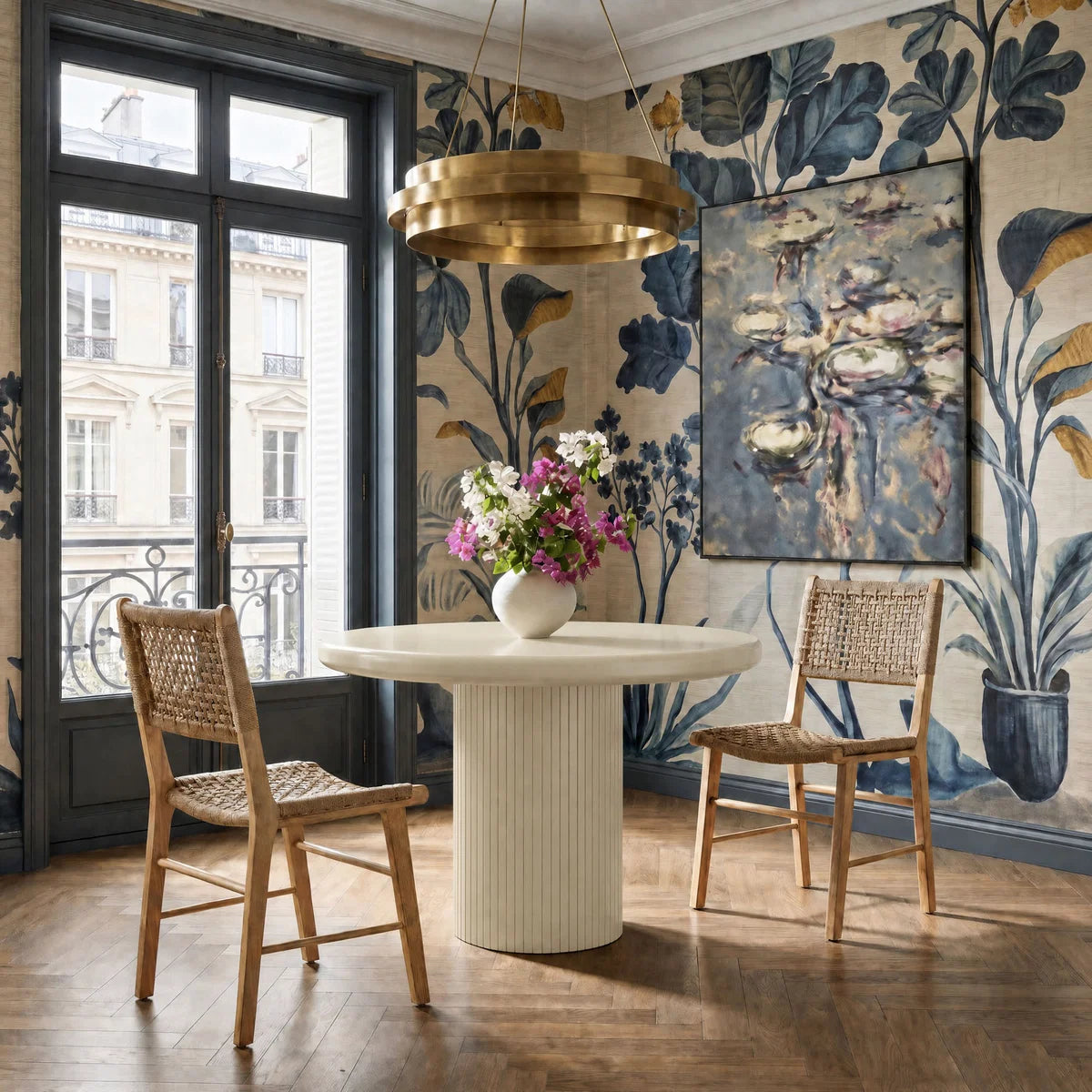 Belmonte 45 Inch Painted Wood Round Pedestal Dining Table