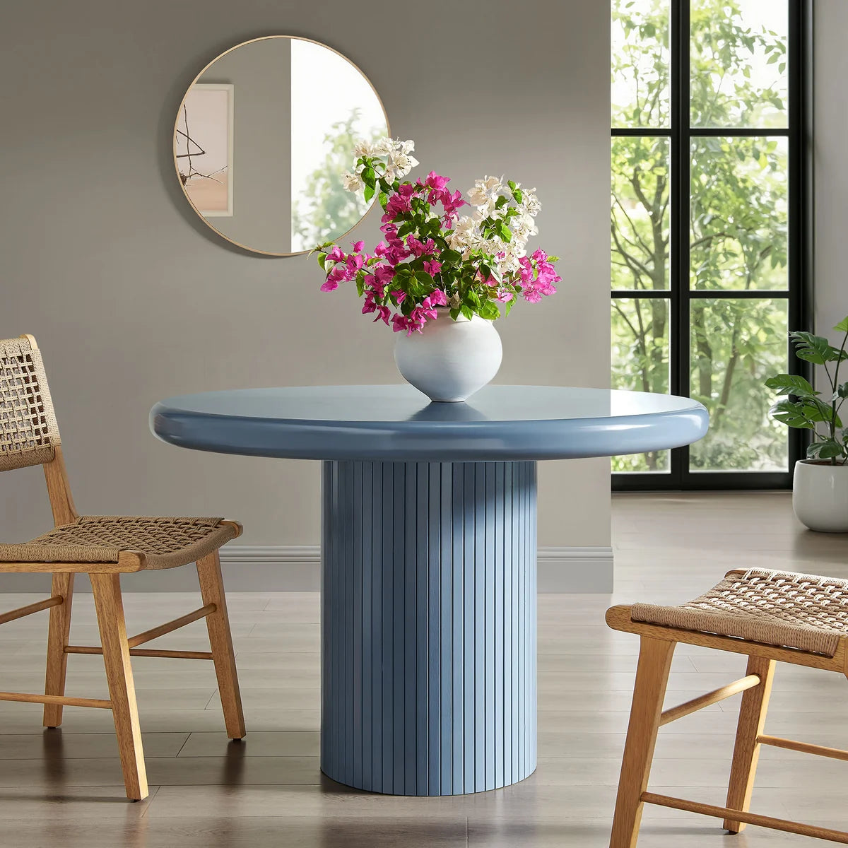 Belmonte 45 Inch Painted Wood Round Pedestal Dining Table